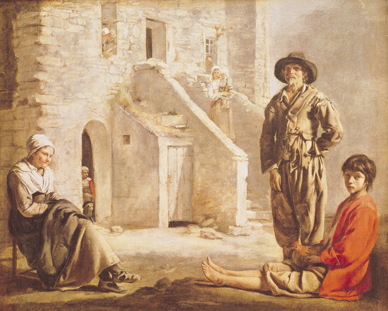Parasztok házuk előtt, 1641 körül alkotó: Louis le Nain