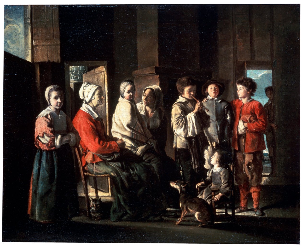 Látogatás a nagymamánál, 1645. alkotó: Louis le Nain