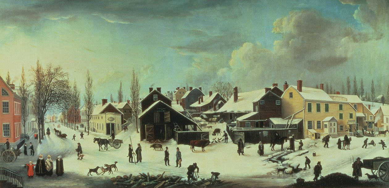 Téli jelenet Brooklynban, 1817 körül alkotó: Louisa Ann Coleman