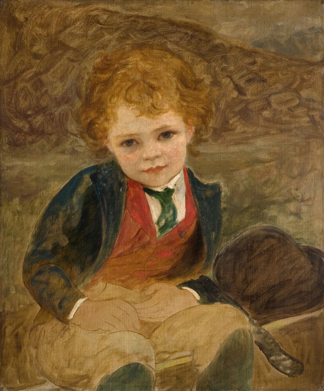 Tanulmány egy talicskában ülő fiúról, 1890. alkotó: Louisa Starr