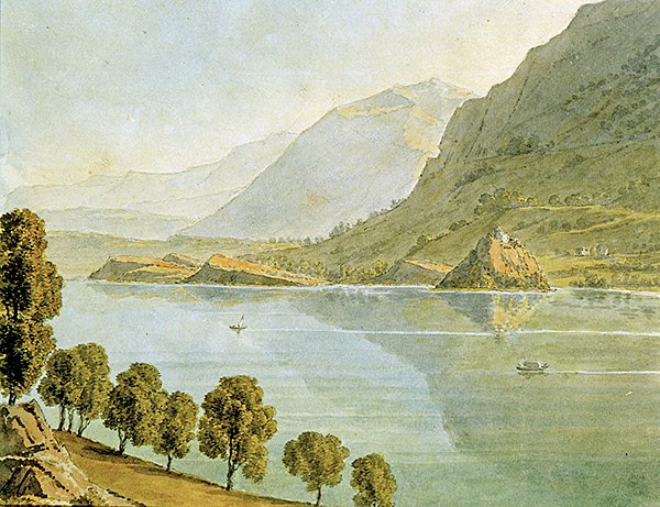 Bourget-tó (akvarell papíron) alkotó: Louise Cochelet