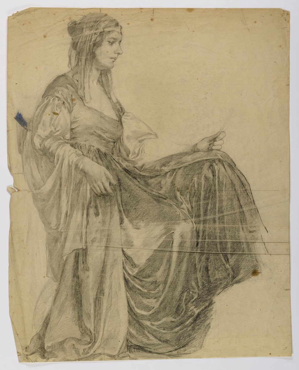 Cím nélkül (Ülő, drapírozott női alak, profil) alkotó: Louise Cox