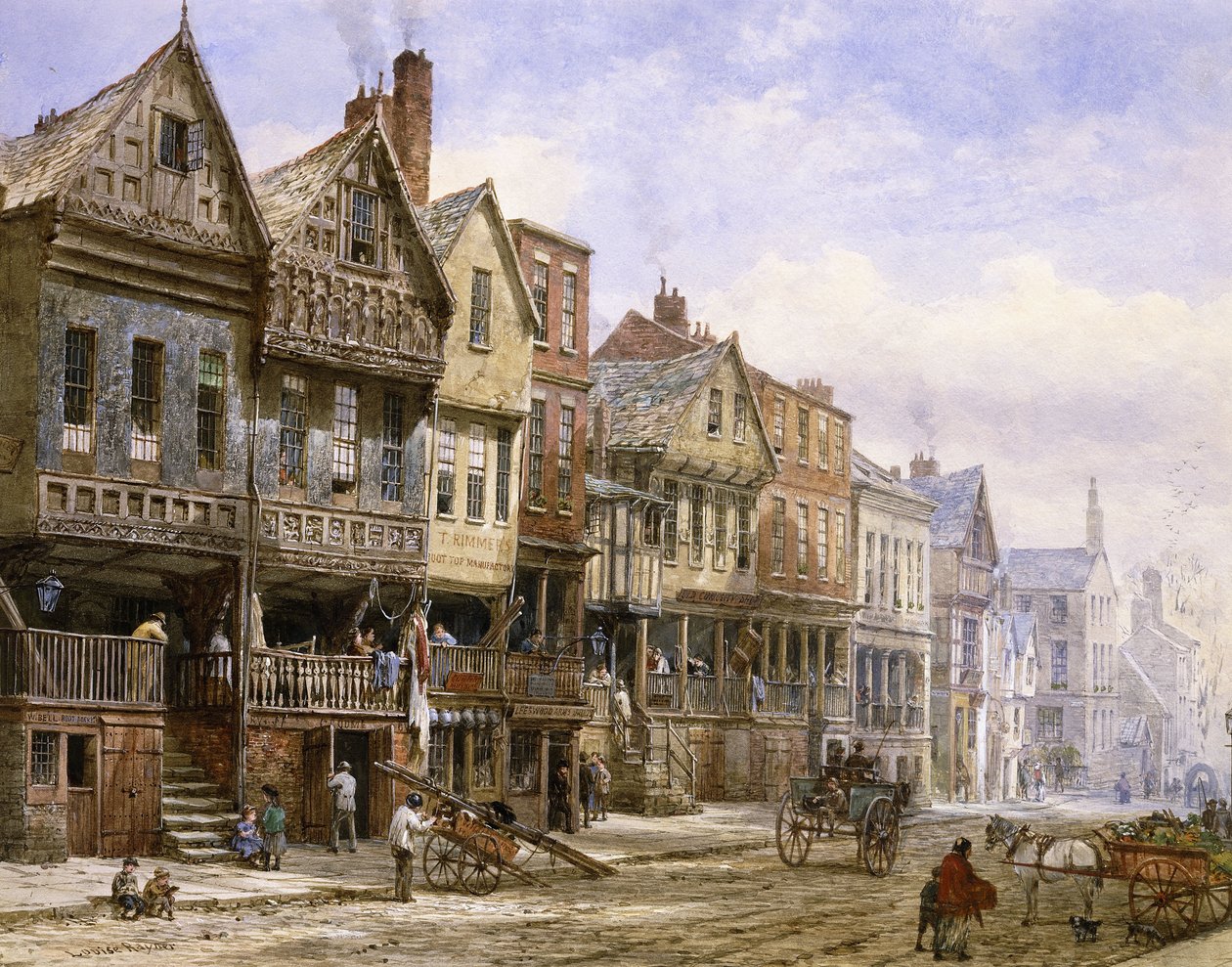 Watergate Street, Chester, Nyugatra nézve, alkotó: Louise Ingram Rayner