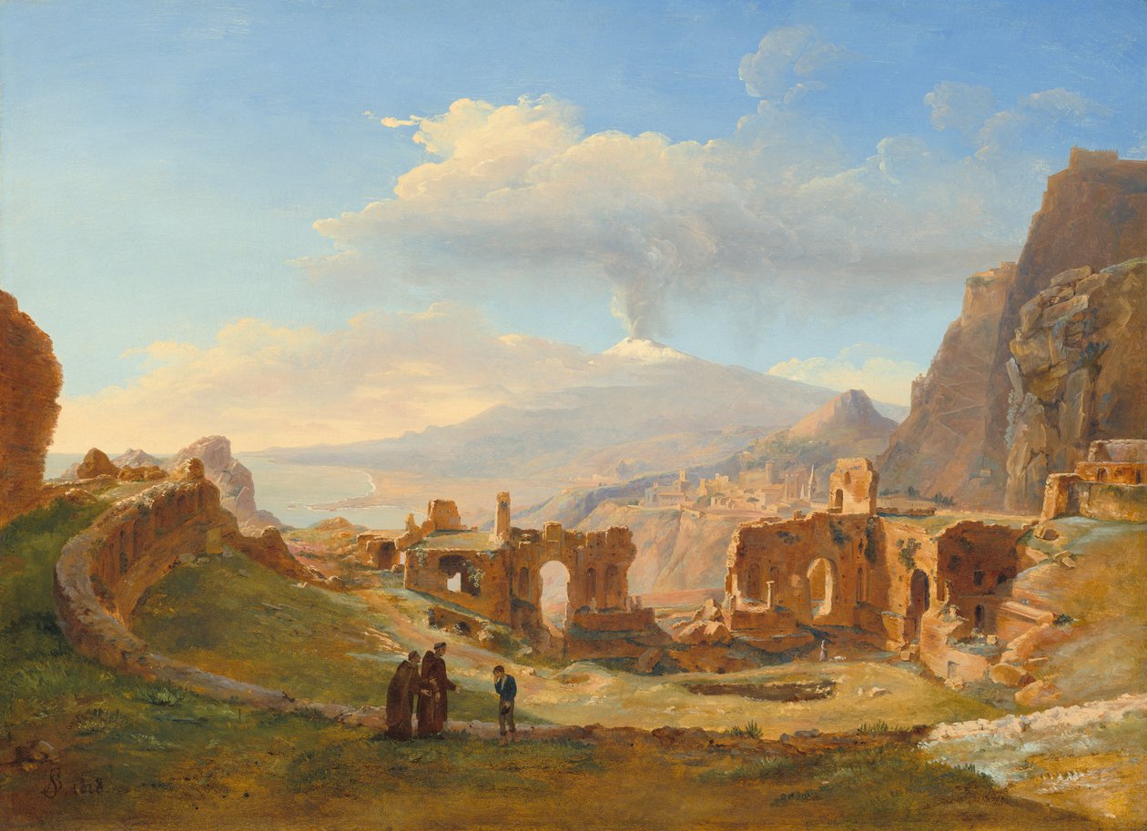 A taorminai római színház, 1828. alkotó: Louise Josephine Sarazin de Belmont
