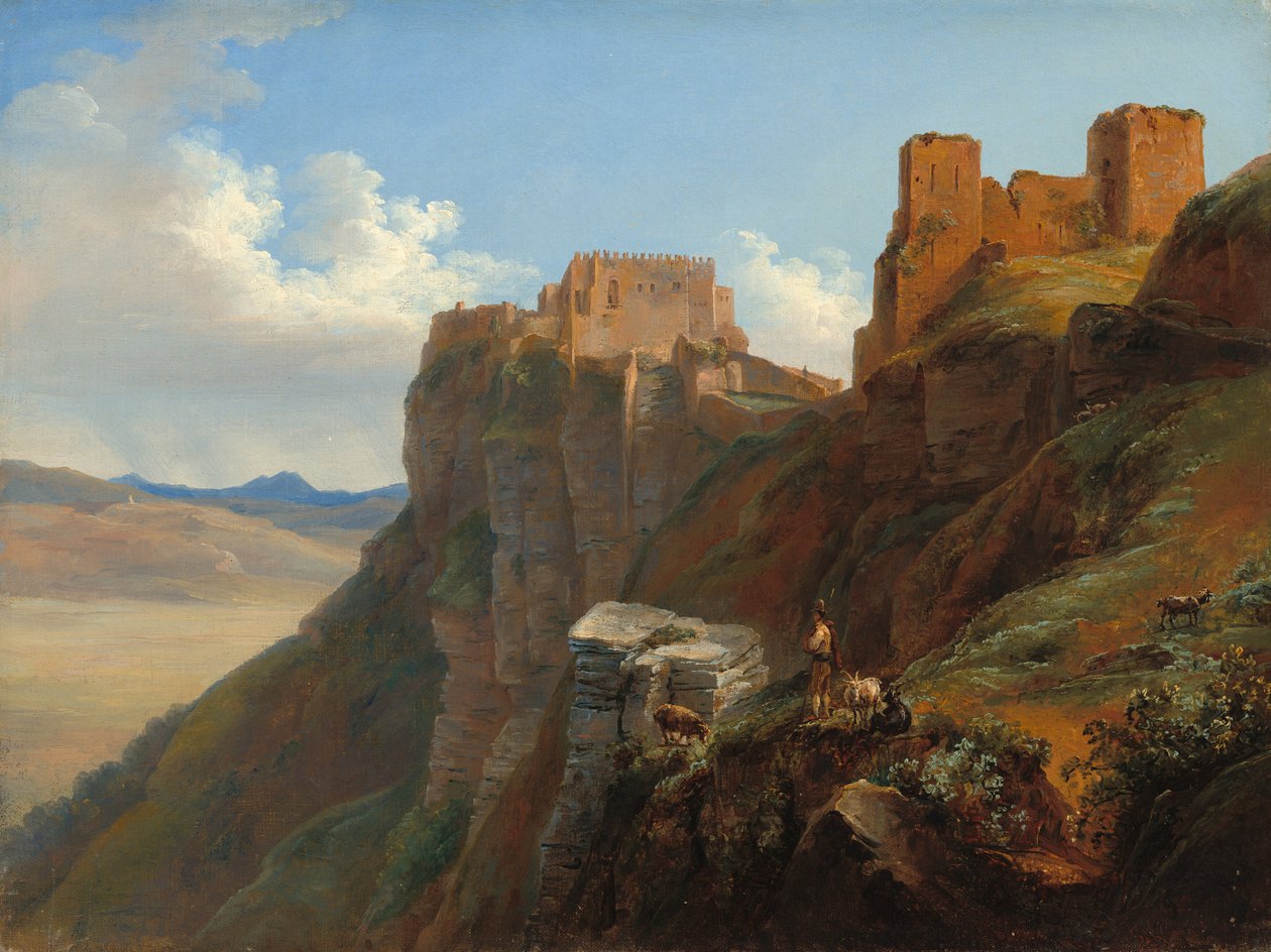 Kilátás a San Giuliano kastélyra, Trapani közelében, Szicíliában alkotó: Louise Josephine Sarazin de Belmont