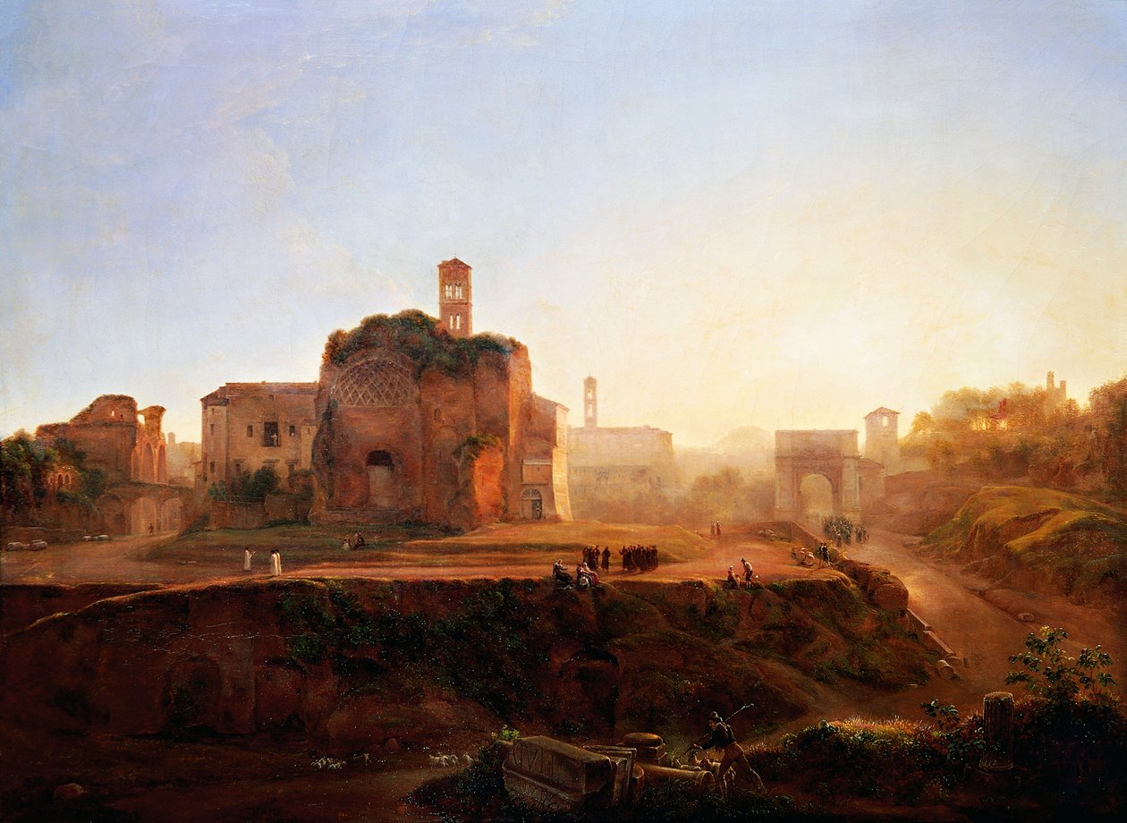 Kilátás a fórumra este, Louise-Josephine Sarazin de Belmont (1790-1870) alkotó: Louise Josephine Sarazin de Belmont