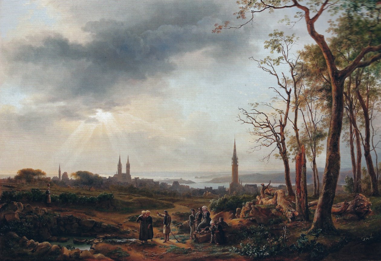 Saint-Pol-de-Léon városának látképe alkotó: Louise Josephine Sarazin de Belmont