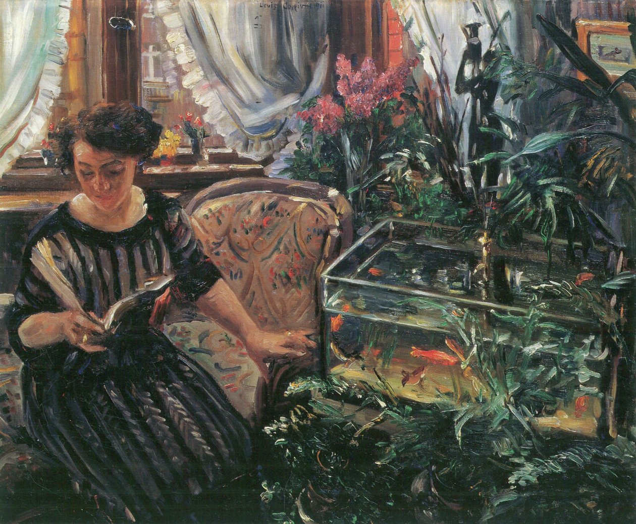 Hölgy az aranyhal -medencében A művész felesége alkotó: Lovis Corinth