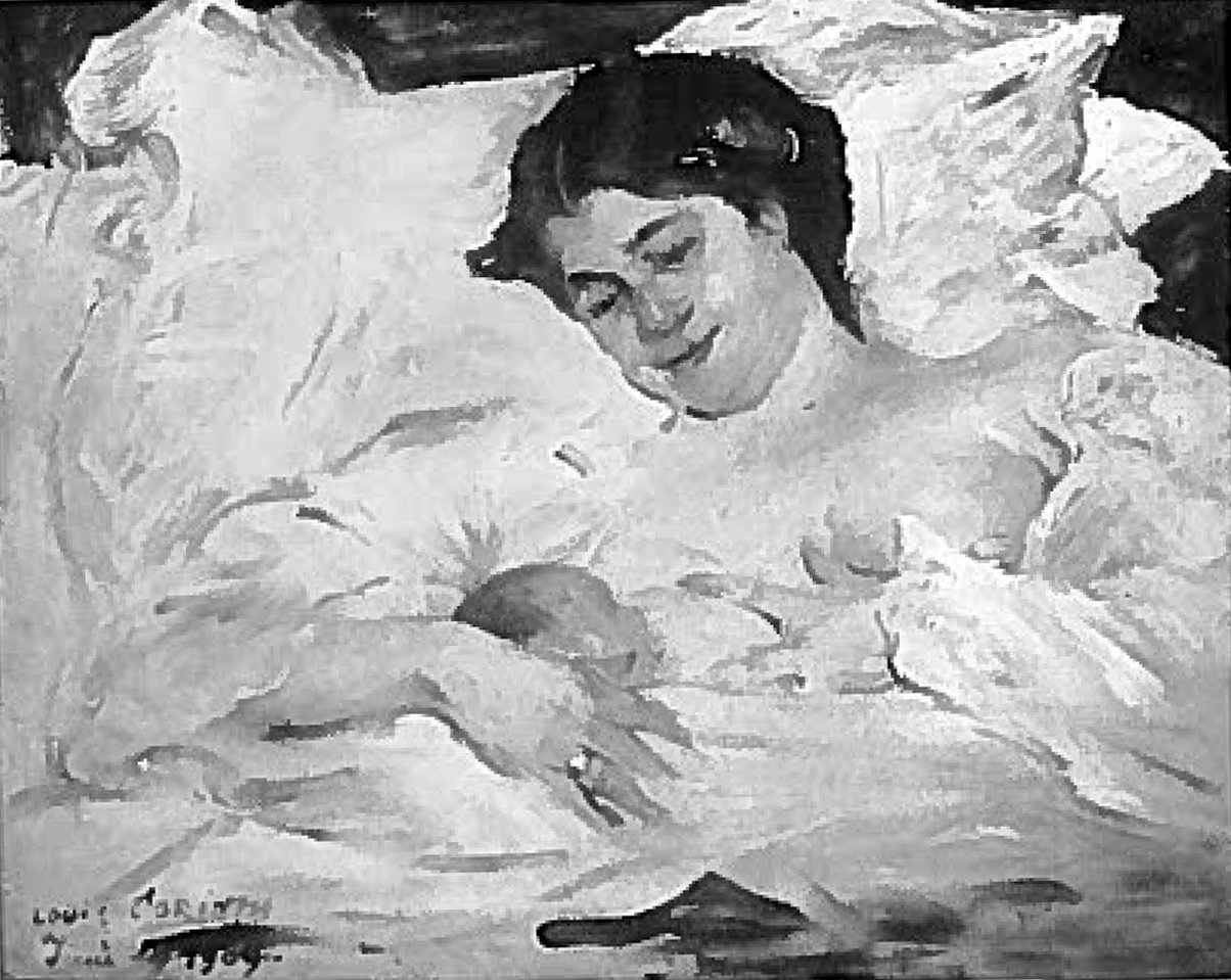 Charlotte és Wilhelminen a gyermekágyban alkotó: Lovis Corinth