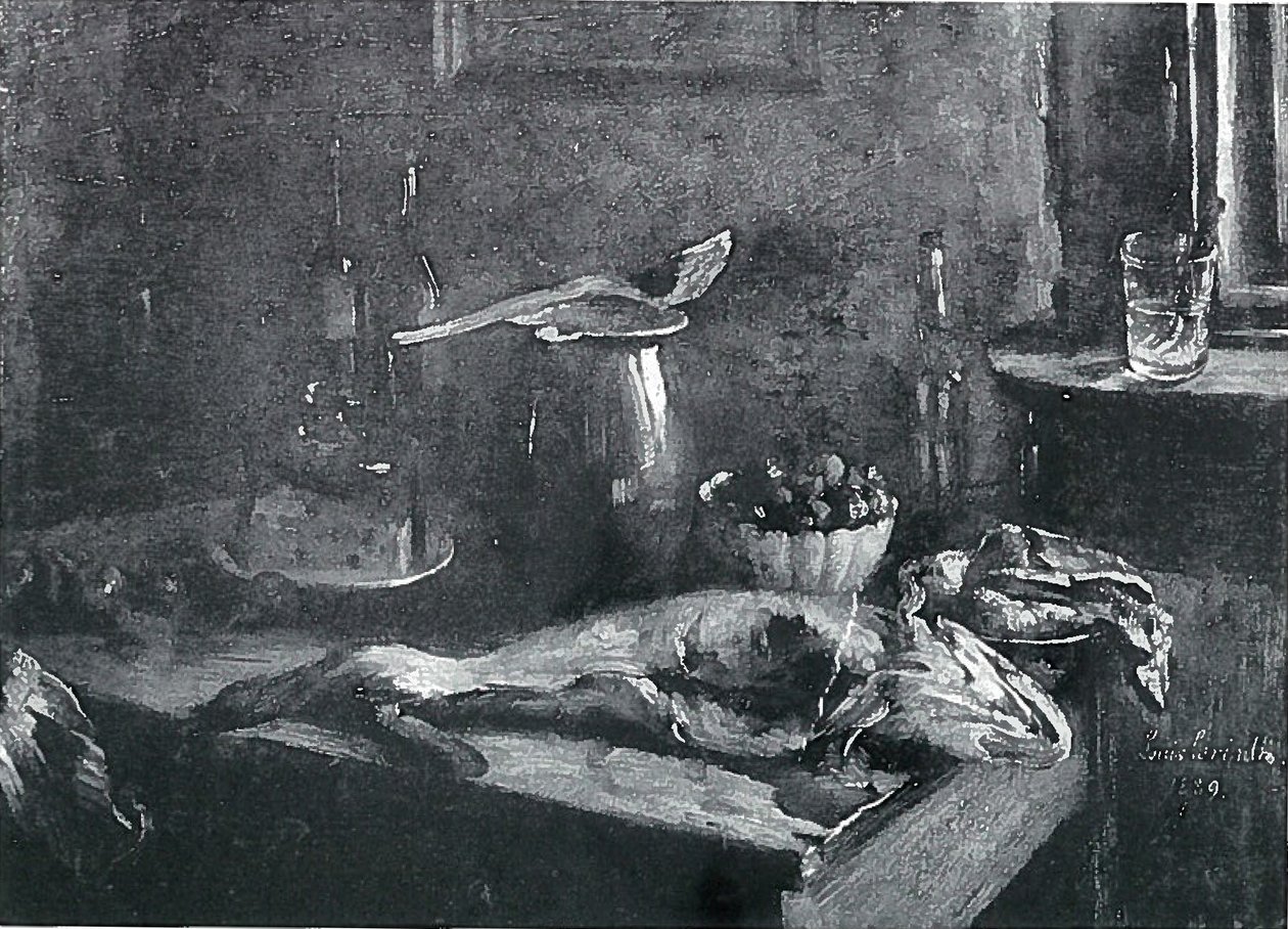 Konyhai csendélet, foltos tőkehal és marhahús alkotó: Lovis Corinth