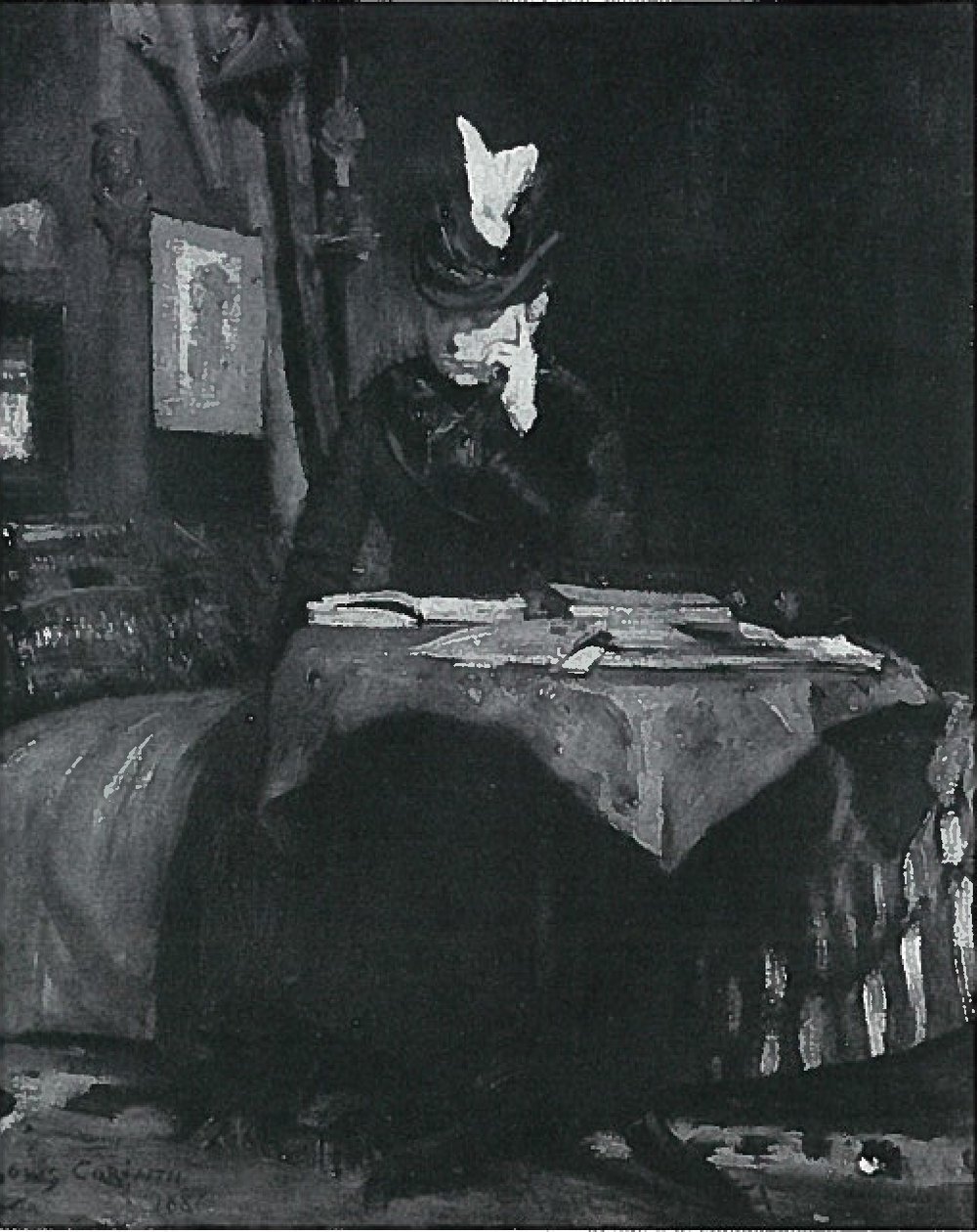 Olvasó hölgy az asztalnál alkotó: Lovis Corinth