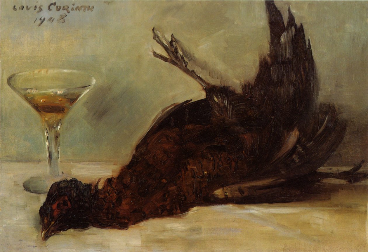 Csendélet fácánnal és borospohárral alkotó: Lovis Corinth