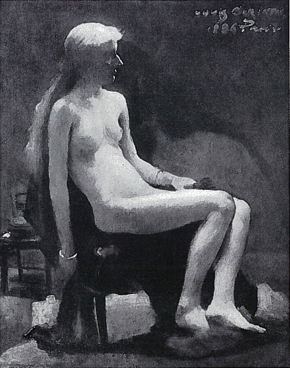 Nő ül meztelenül alkotó: Lovis Corinth