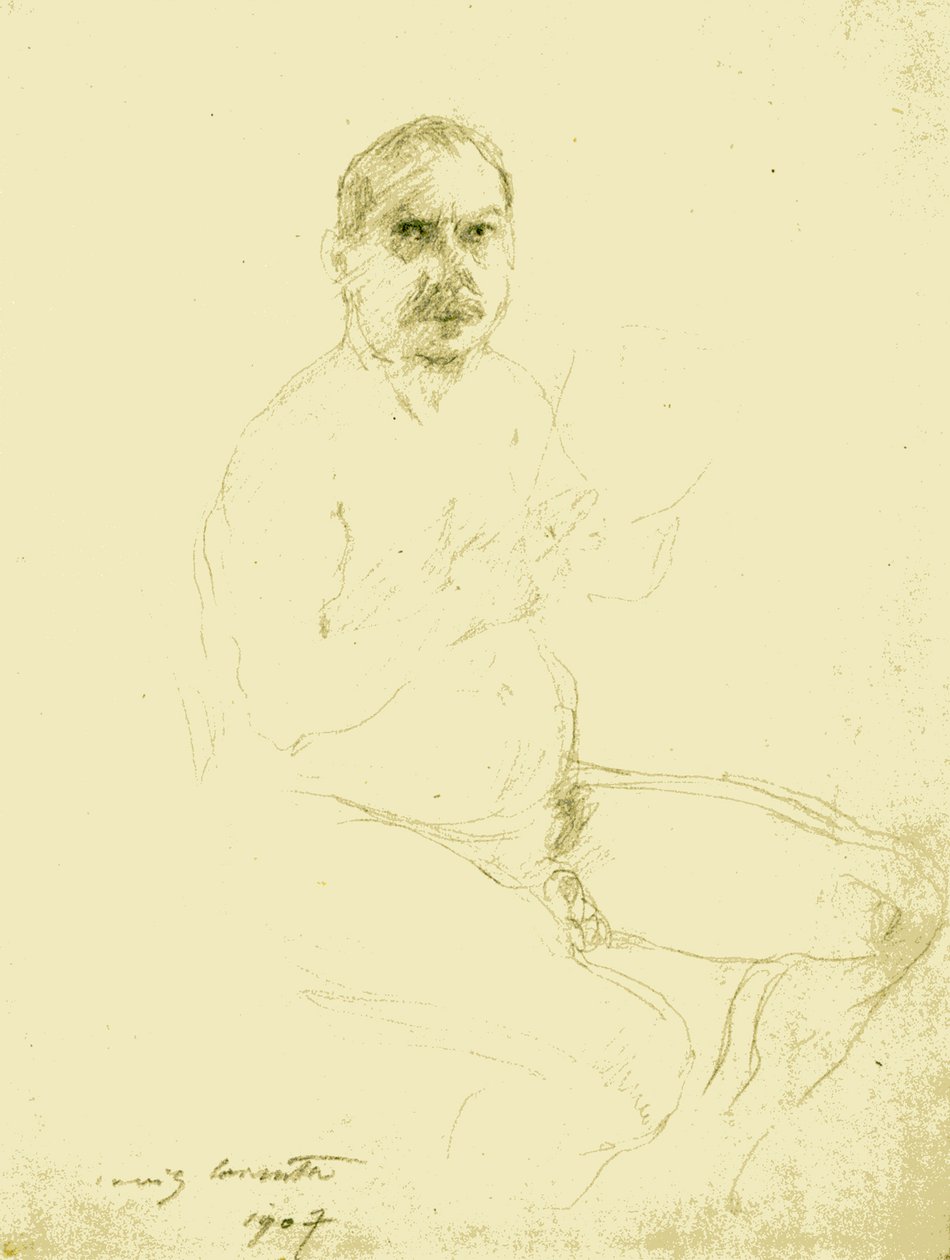 Önarckép ülő aktként alkotó: Lovis Corinth