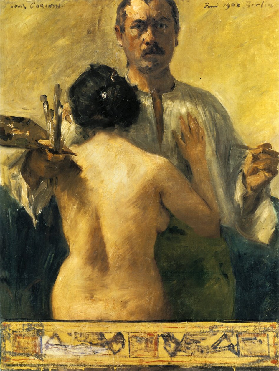 Önarckép modellel alkotó: Lovis Corinth