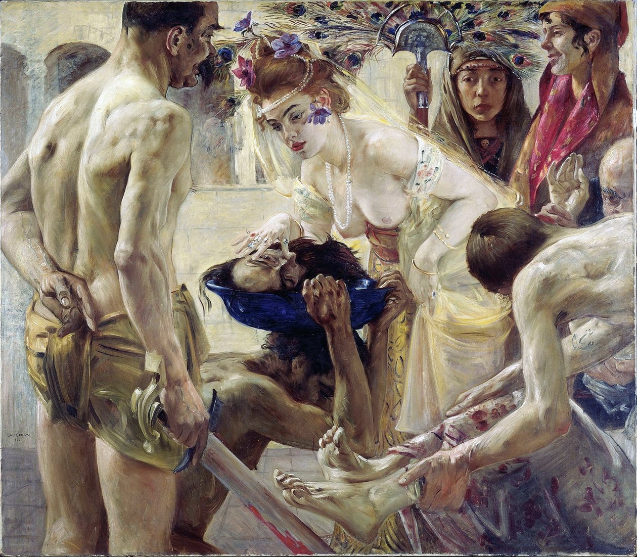 Salome. A bibliai hősnő táncjelmezben tálcán kapja Keresztelő Szent János fejét, amit Heródes felajánl neki bájai jutalmául. Lovis Corinth (1858-1925) festménye, olaj, vászon alkotó: Lovis (1858 1925) Corinth