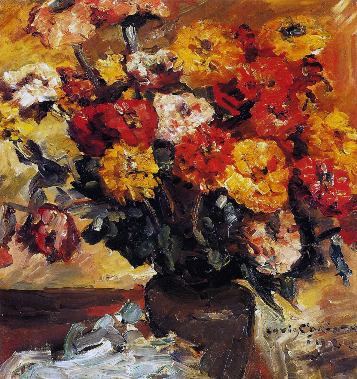 Zinniák vázában alkotó: Lovis  Corinth