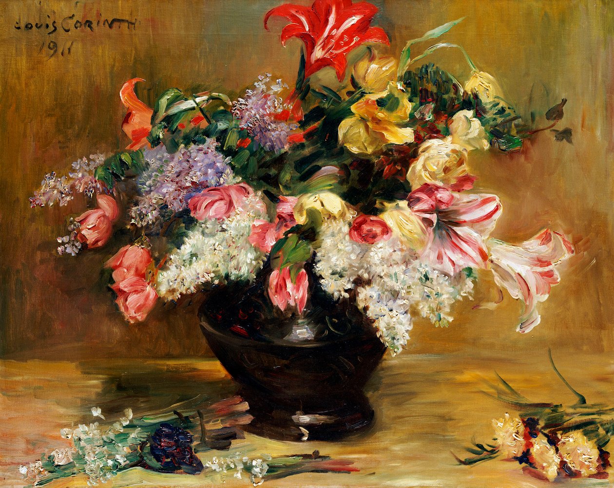Amarillisz, lila és tulipán, 1911 alkotó: Lovis Corinth