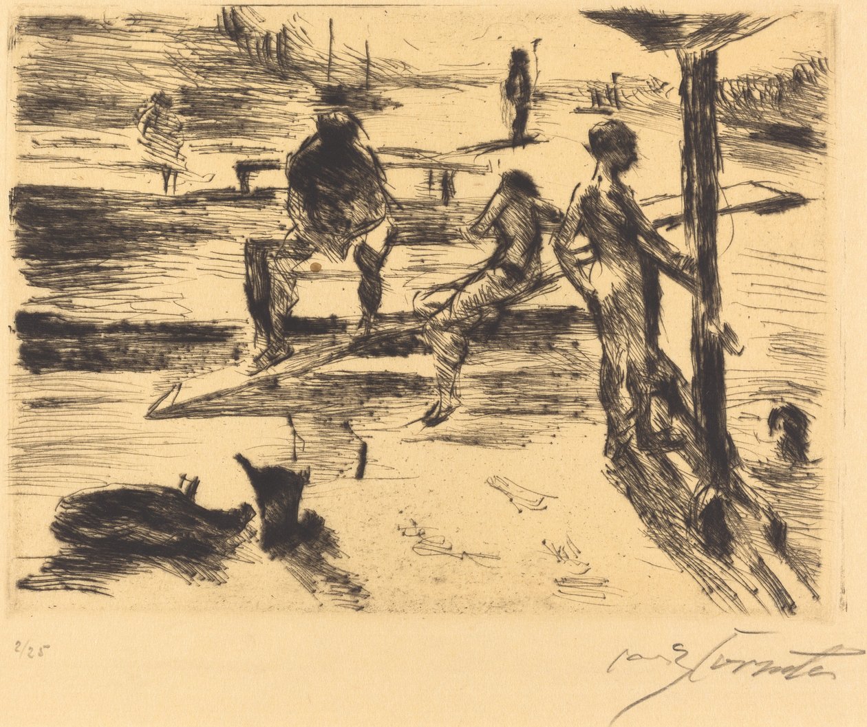 Badeanstalt (fürdőhely) alkotó: Lovis Corinth