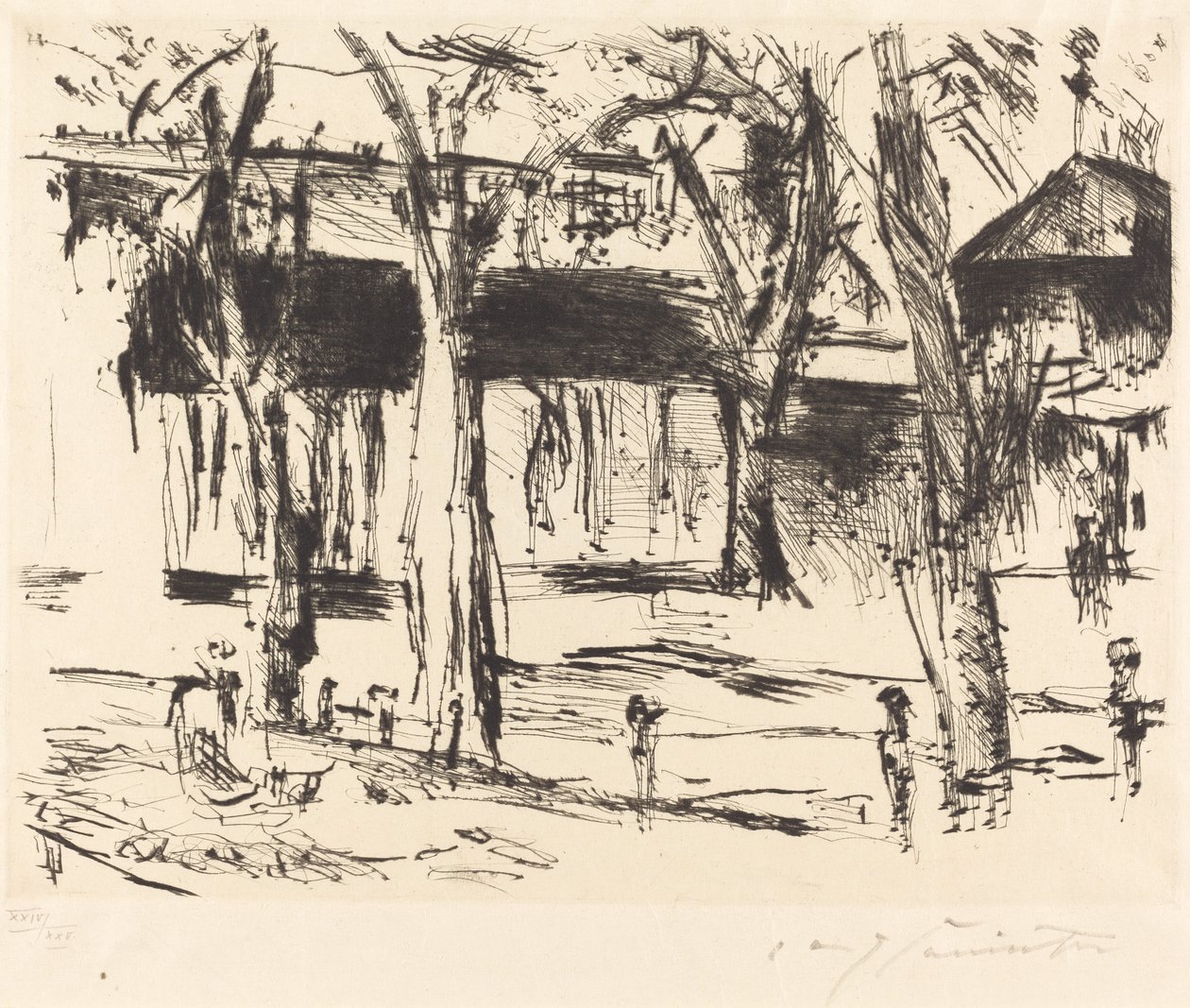Tiergarten Court with Trees állomás, 19201921. alkotó: Lovis Corinth