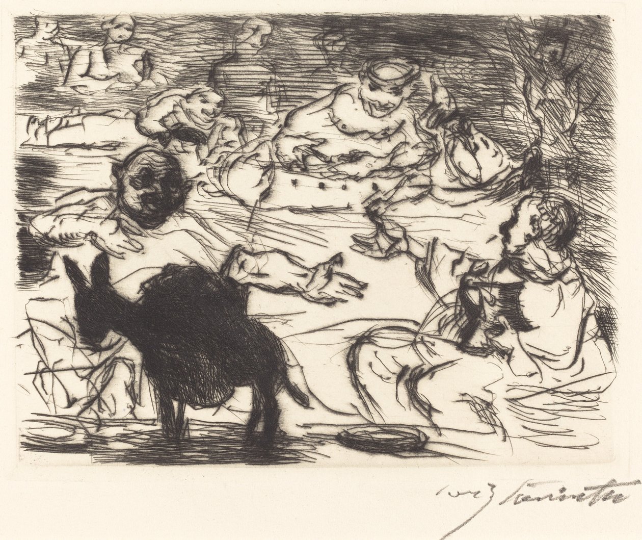 A trimalchiói Gastmahl: pl. V (Trimalchiói lakoma: V. o.) alkotó: Lovis Corinth
