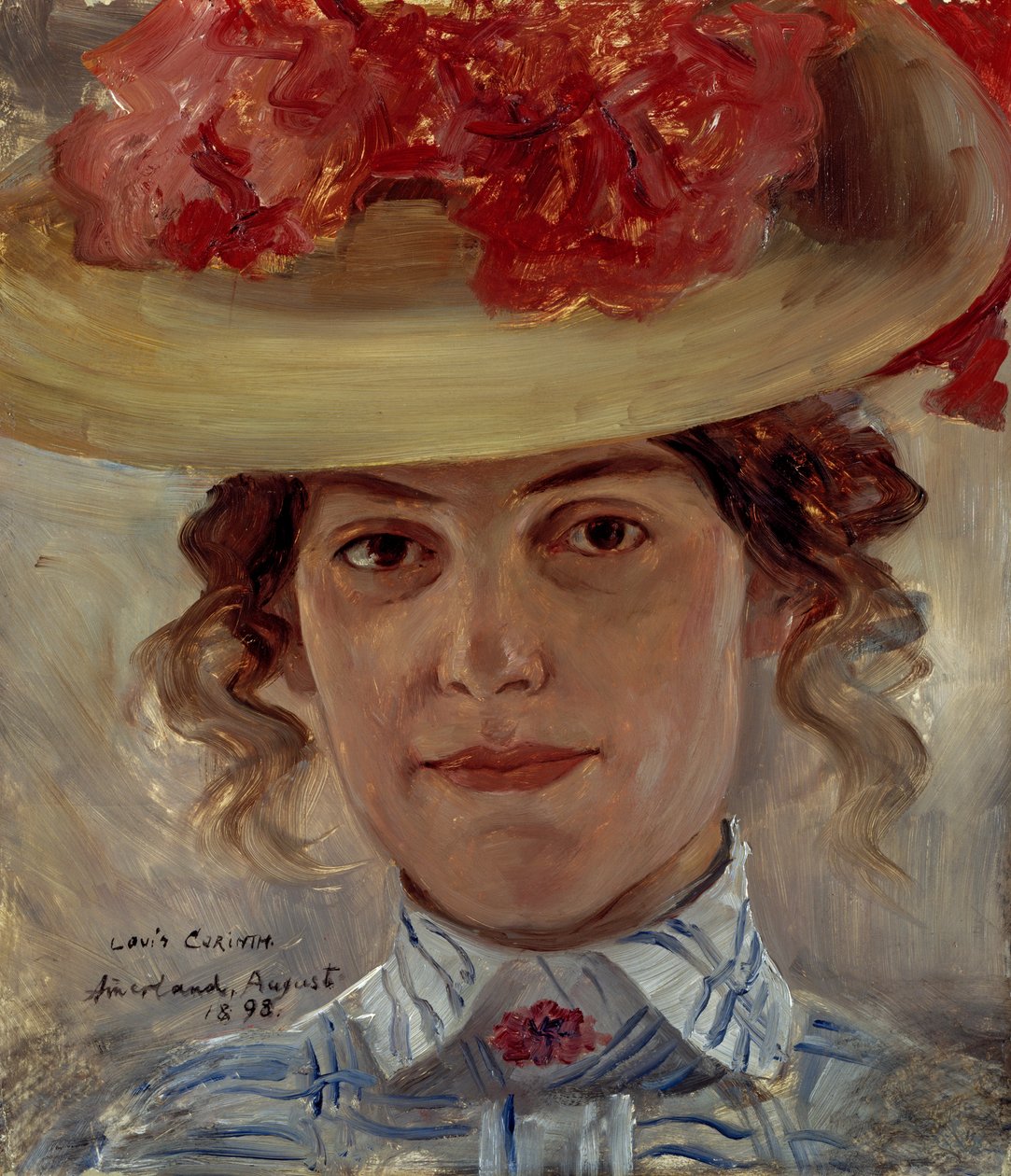 Halbe asszony szalmakalapban alkotó: Lovis Corinth