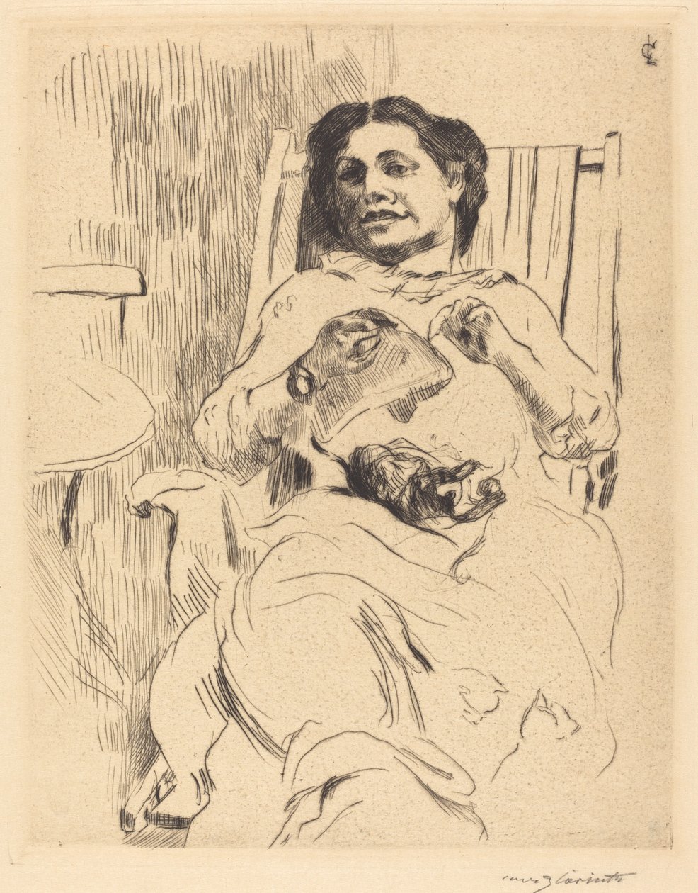 Kézimunkás nő, 1912. alkotó: Lovis Corinth