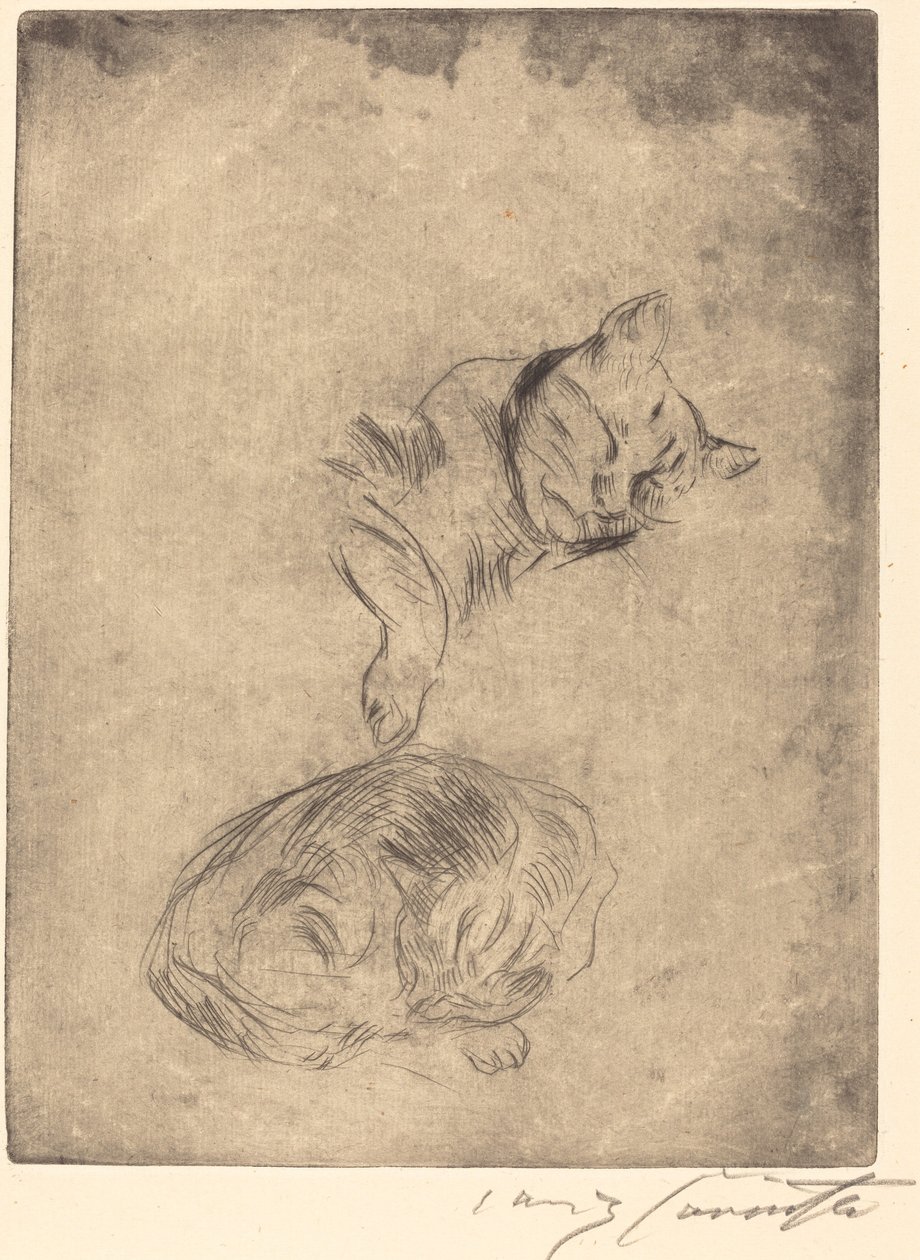 Katzenstudie (macskák tanulmányozása) alkotó: Lovis Corinth