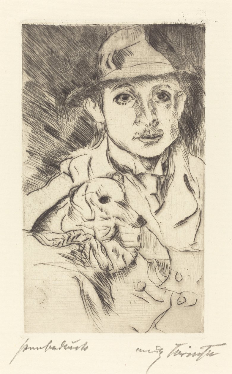 Fiú kutyával Fiú kutyával, 1915. alkotó: Lovis Corinth