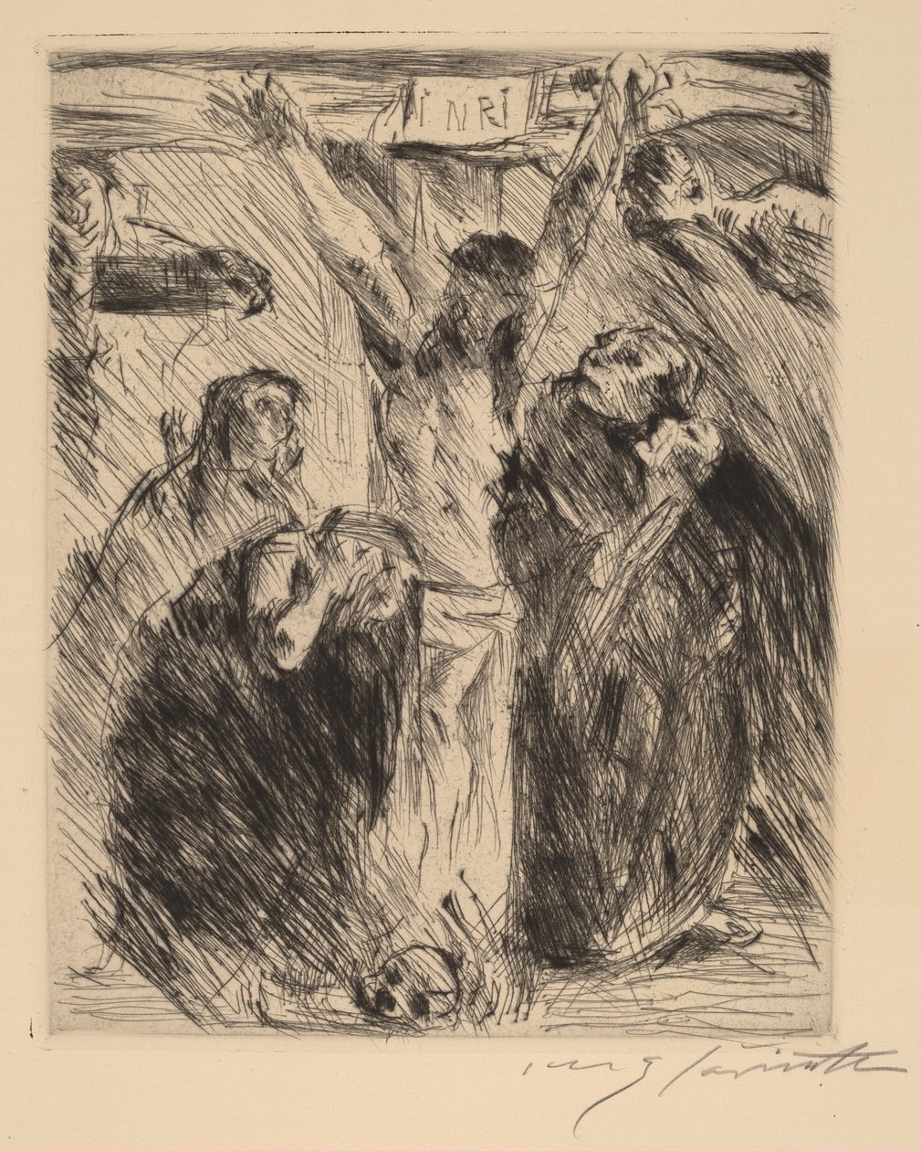 Keresztre feszítés, a tölzi oltárkép után, 1921-1922. alkotó: Lovis Corinth