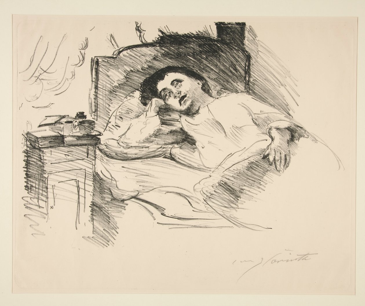 Hölgy az ágyban pihen alkotó: Lovis Corinth