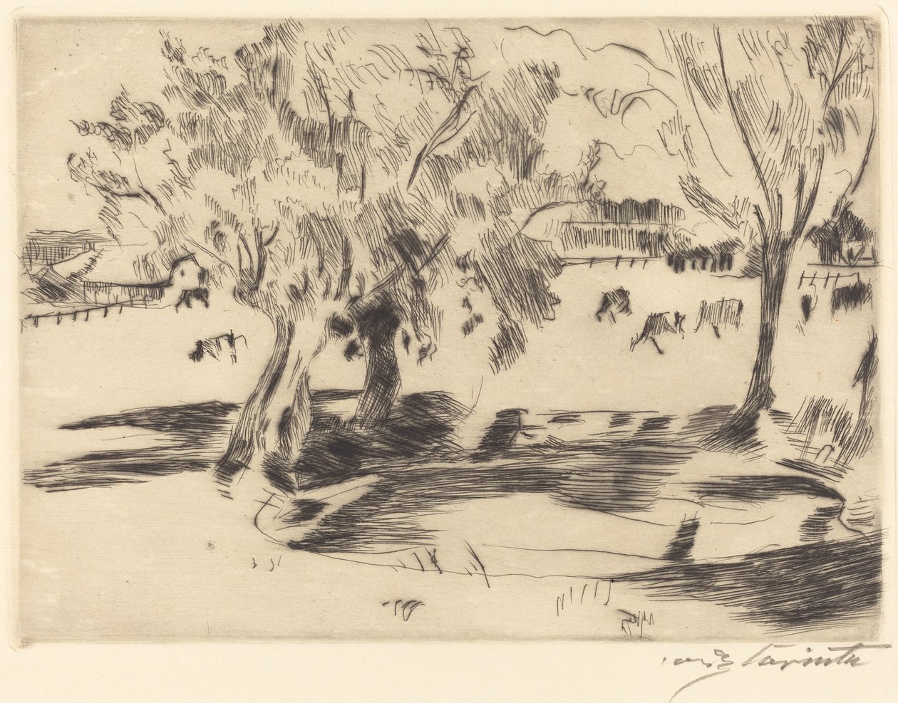 Táj tehenekkel alkotó: Lovis Corinth