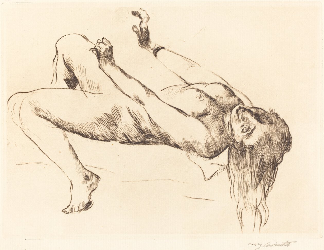 Fekvő női akt. Tanulmány Joseph és Potifhar számára Fekvő nő..., 1915. alkotó: Lovis Corinth