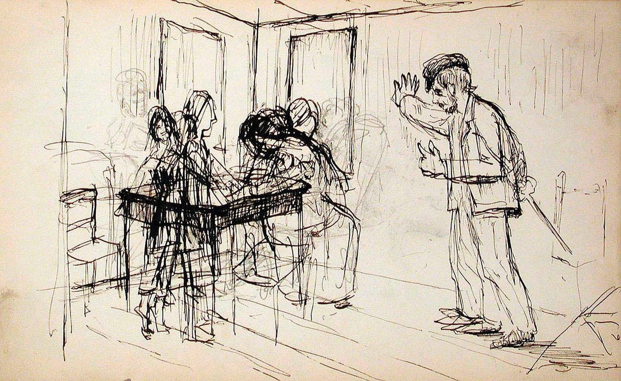 Faház (előlap), alakok belső térben (hátlap) alkotó: Lovis Corinth