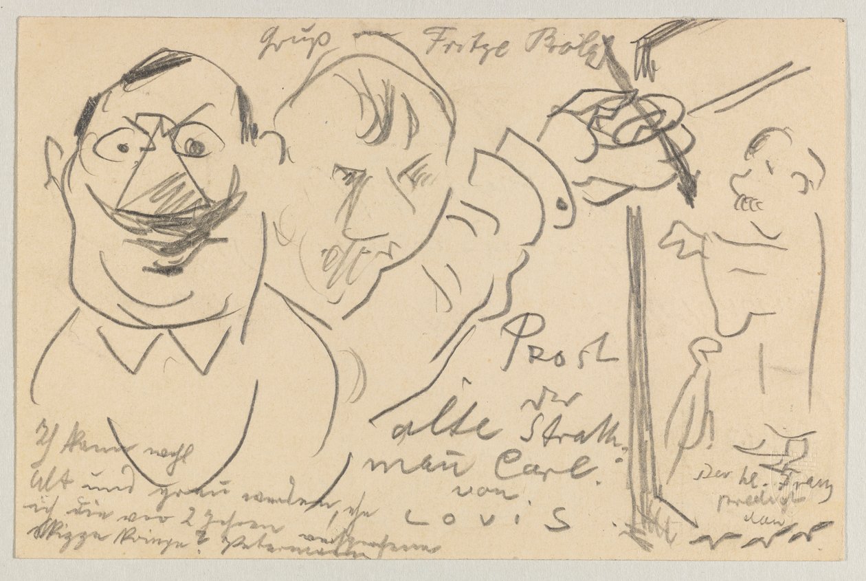 Lovis Corinth Carl Strathmannnak: képeslap, 1904. augusztus 10-i postabélyegző alkotó: Lovis Corinth