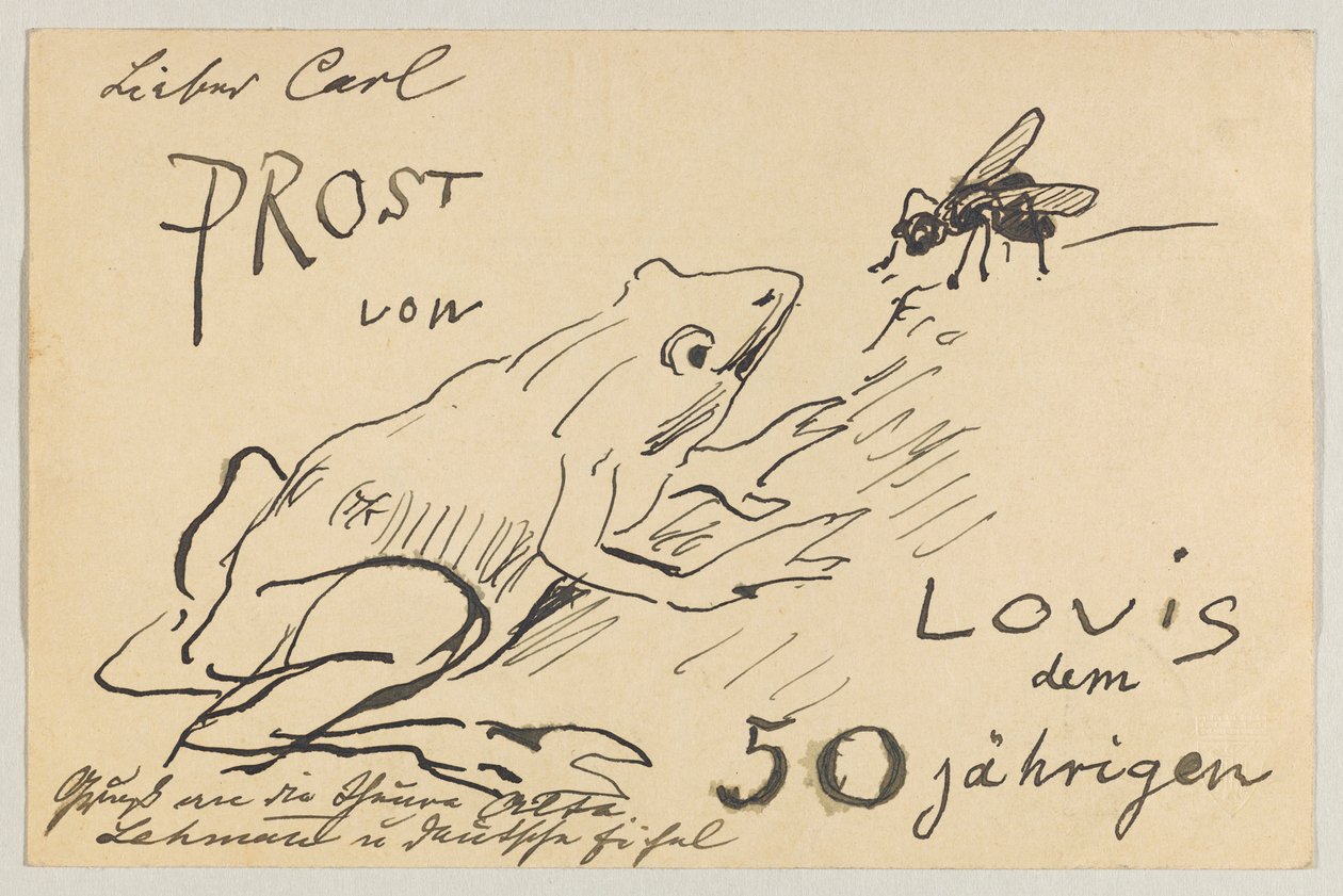 Lovis Corinth Carl Strathmannnak: képeslap, 1908. augusztus 12-i postabélyegző alkotó: Lovis Corinth