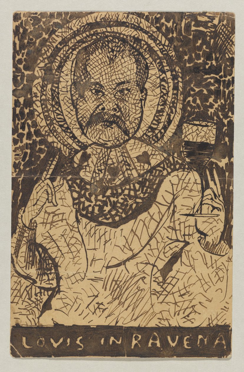 Lovis Corinth Carl Strathmannnak: képeslap, postabélyegző, 1897. május 17. (Ravenna) alkotó: Lovis Corinth