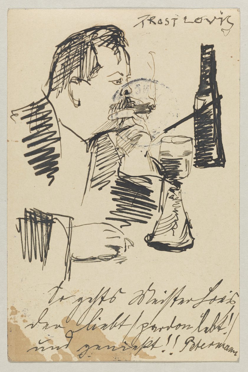 Lovis Corinth Carl Strathmannnak: képeslap, 1903. április 20-i postabélyegző alkotó: Lovis Corinth