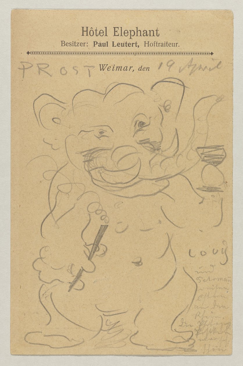 Lovis Corinth Carl Strathmannnak: képeslap, 1905. április 20-i postabélyegző alkotó: Lovis Corinth