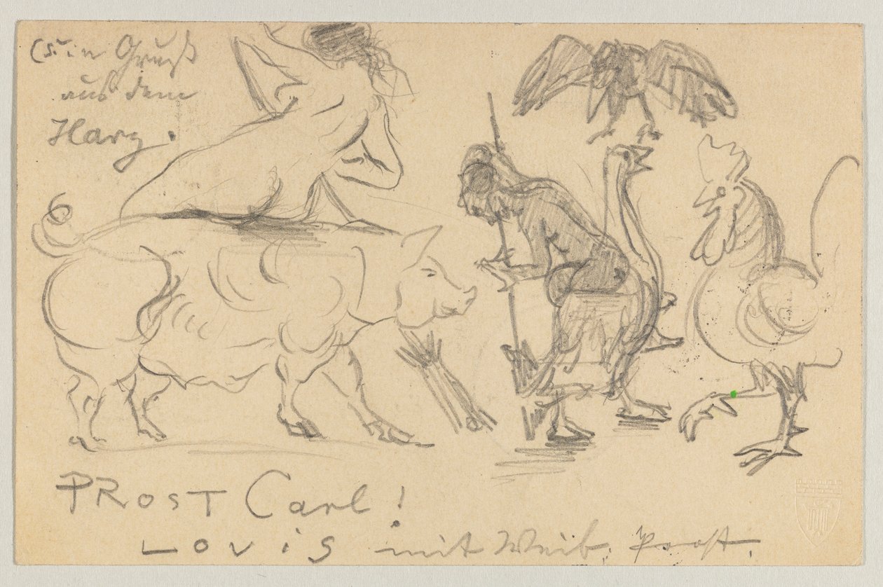 Lovis Corinth Carl Strathmannnak: képeslap, 1905. július 21-i postabélyegző alkotó: Lovis Corinth