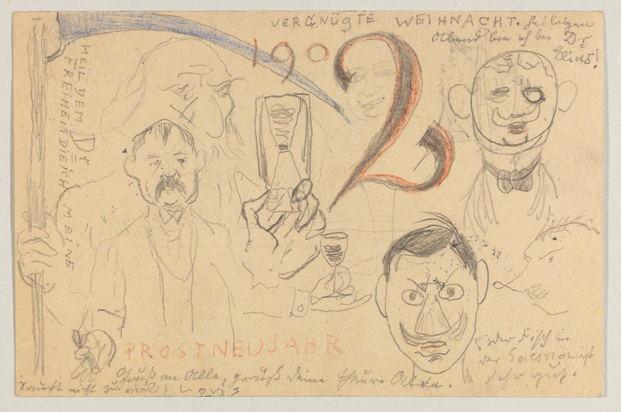 Lovis Corinth Carl Strathmannnak: képeslap, 1901. december 24-i postabélyegző alkotó: Lovis Corinth