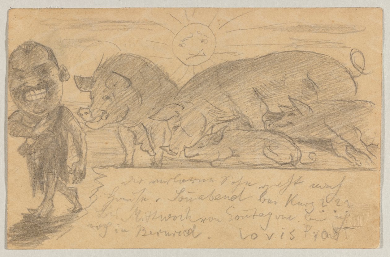 Lovis Corinth Carl Strathmannnak: képeslap, 1899. augusztus 25-i postabélyegző alkotó: Lovis Corinth
