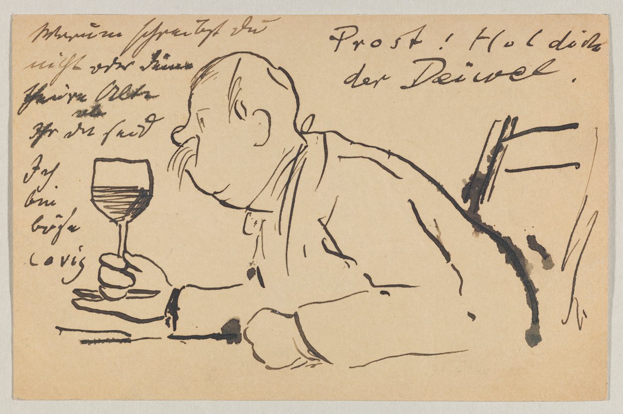 Lovis Corinth Carl Strathmannnak: képeslap, 1902. szeptember 2-i postabélyegző alkotó: Lovis Corinth