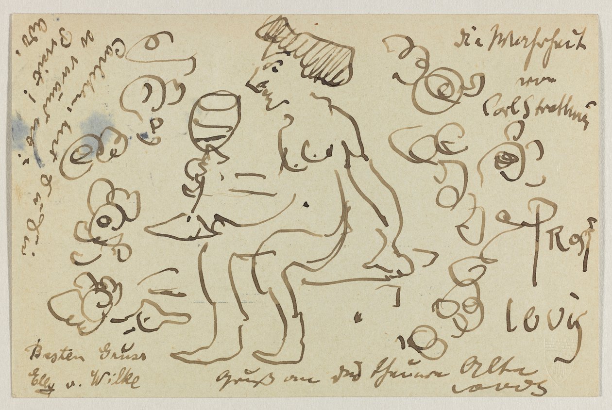 Lovis Corinth Carl Strathmannnak: képeslap, 1906. március 8-i postabélyegző alkotó: Lovis Corinth