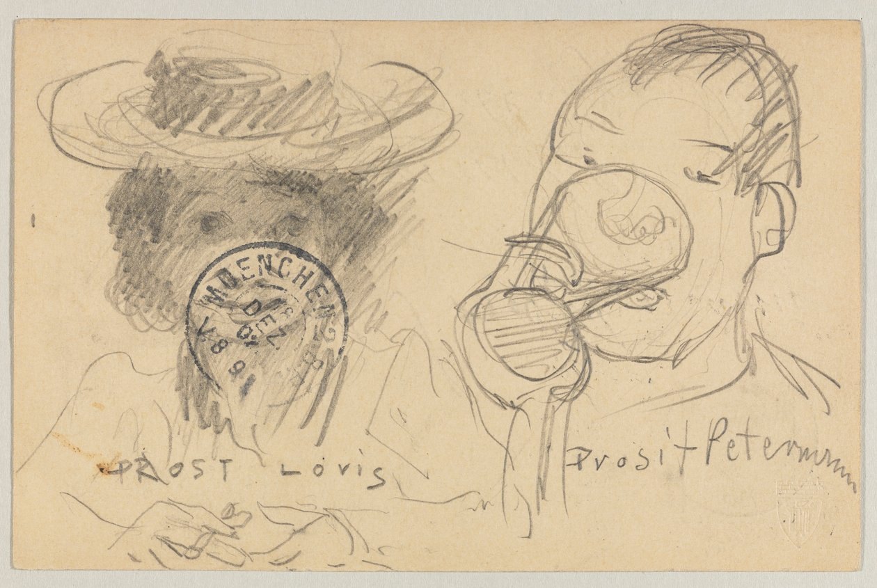 Lovis Corinth Carl Strathmannnak: képeslap, postai bélyegző az előlapon 1902. december 17. alkotó: Lovis Corinth