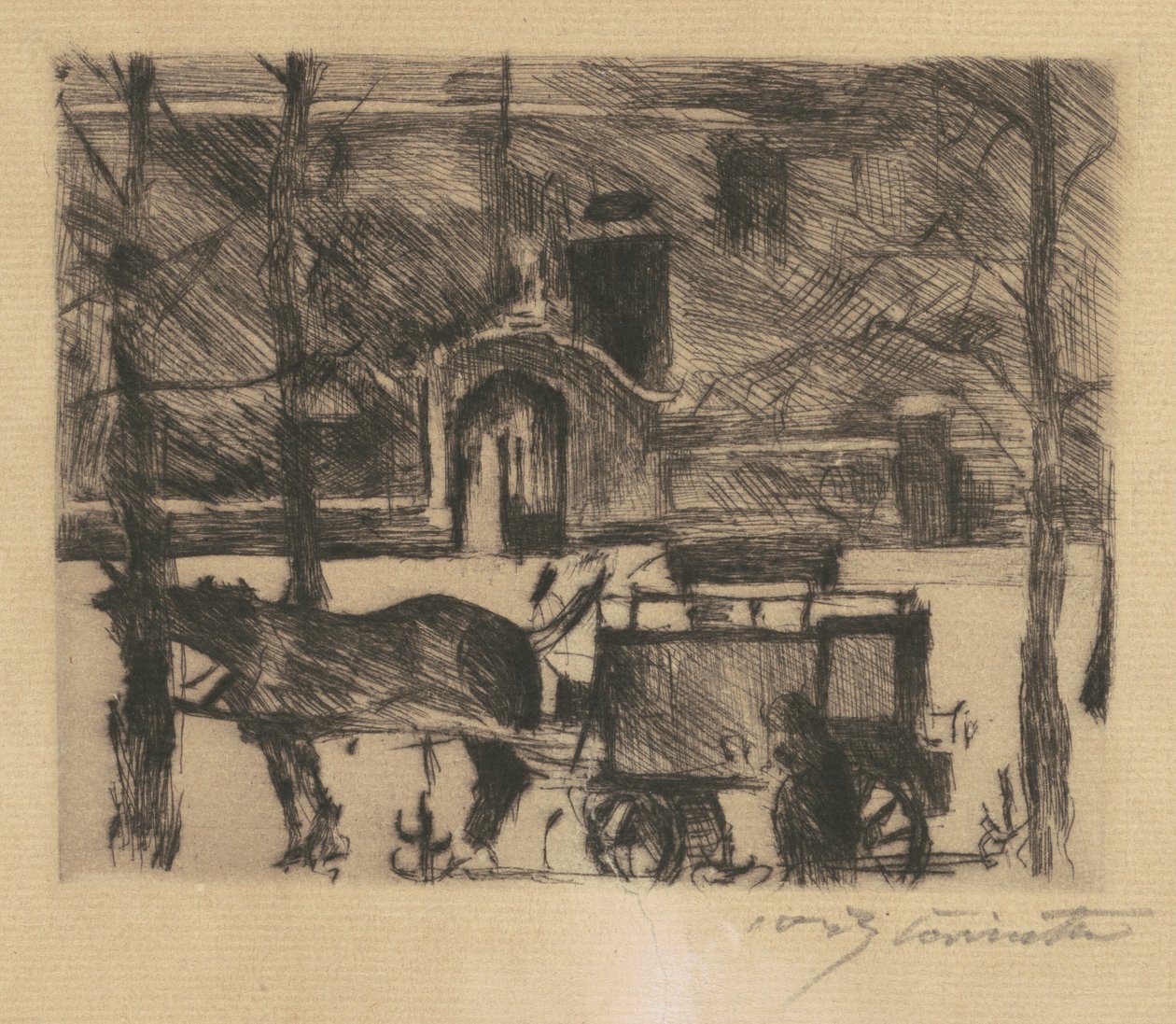 Tejes kocsi Tejszállító kocsi, 1916. alkotó: Lovis Corinth
