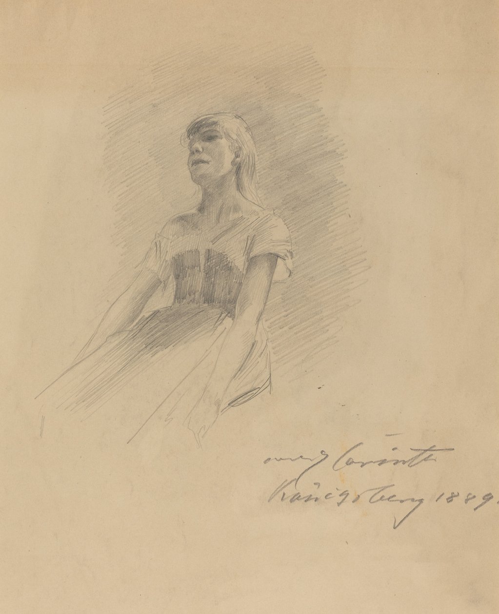 Ülő fiatal nő [recto], 1889. alkotó: Lovis Corinth