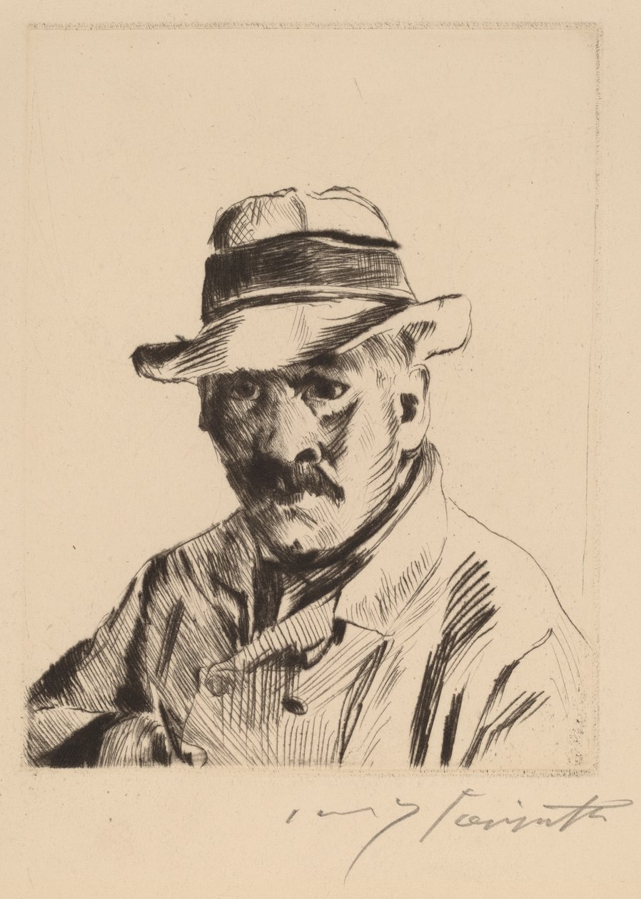 Önarckép szalmakalapban, mellhosszban alkotó: Lovis Corinth