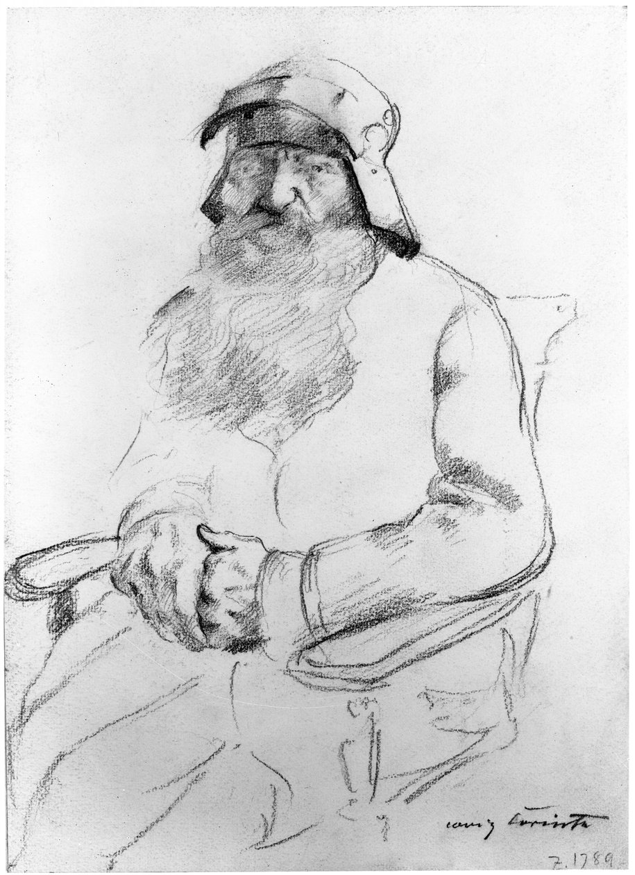Ülő szakállas öregember 16. századi sisakkal, elölnézetből (tanulmány a Götz von Berlichingenhez) alkotó: Lovis Corinth