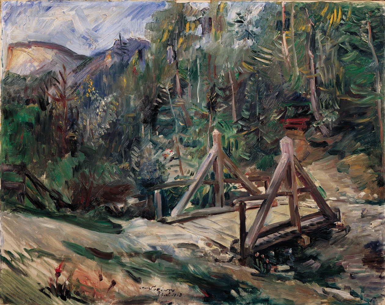 Tiroli táj egy híddal alkotó: Lovis Corinth